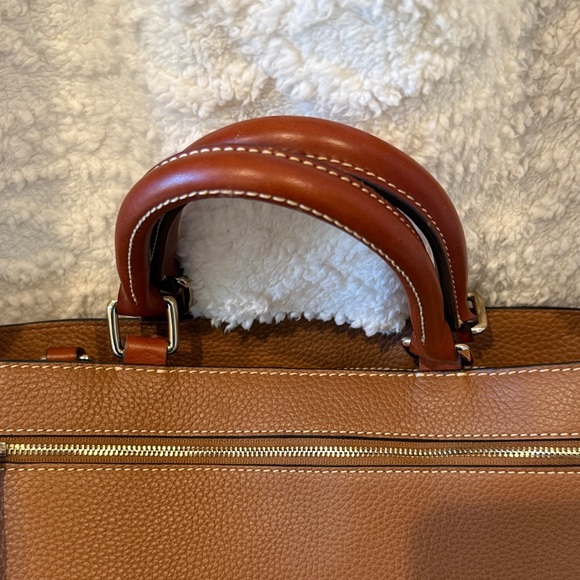 Dooney & Bourke Pebbled Leather Satchel Tote Brown Red Lining - Picture 2 of 14